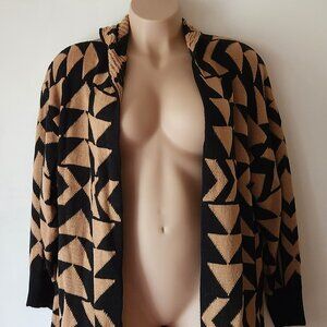 Shein Curve long cardigan hoodie sweater sz 3X black taupe EUC